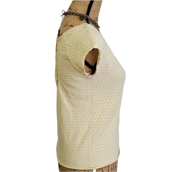 Free People Cream/Yellow Lace Embroidered Top, Size Medium - Picture 4 of 12